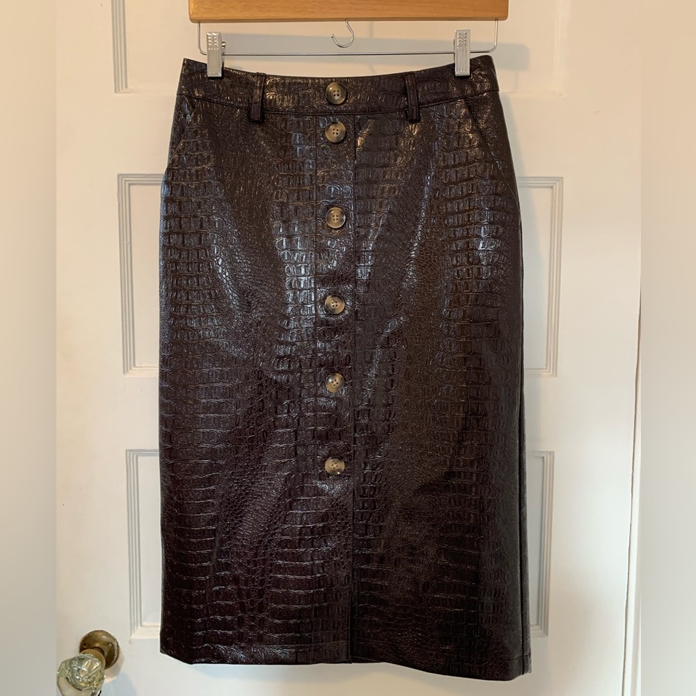 Rachel Comey X Target Faux Leather Textured Pencil Skirt Chicory Coffee Size 4 - Picture 15 of 15